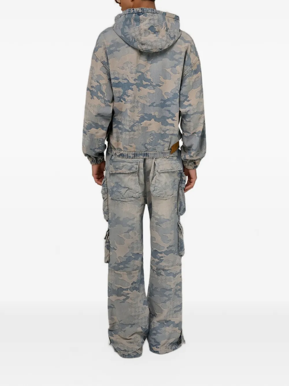 AMIRI Denim hoodie met rits en camouflage jacquard Blauw