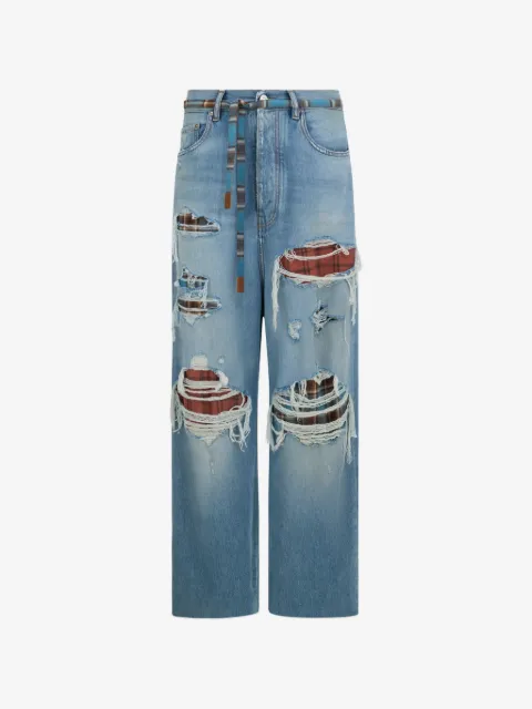 AMIRI flannel-repair baggy jeans