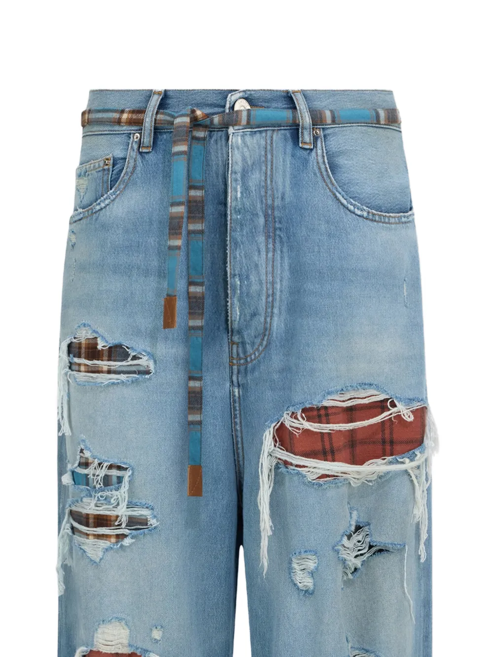 AMIRI Flannel Repair jeans Blauw