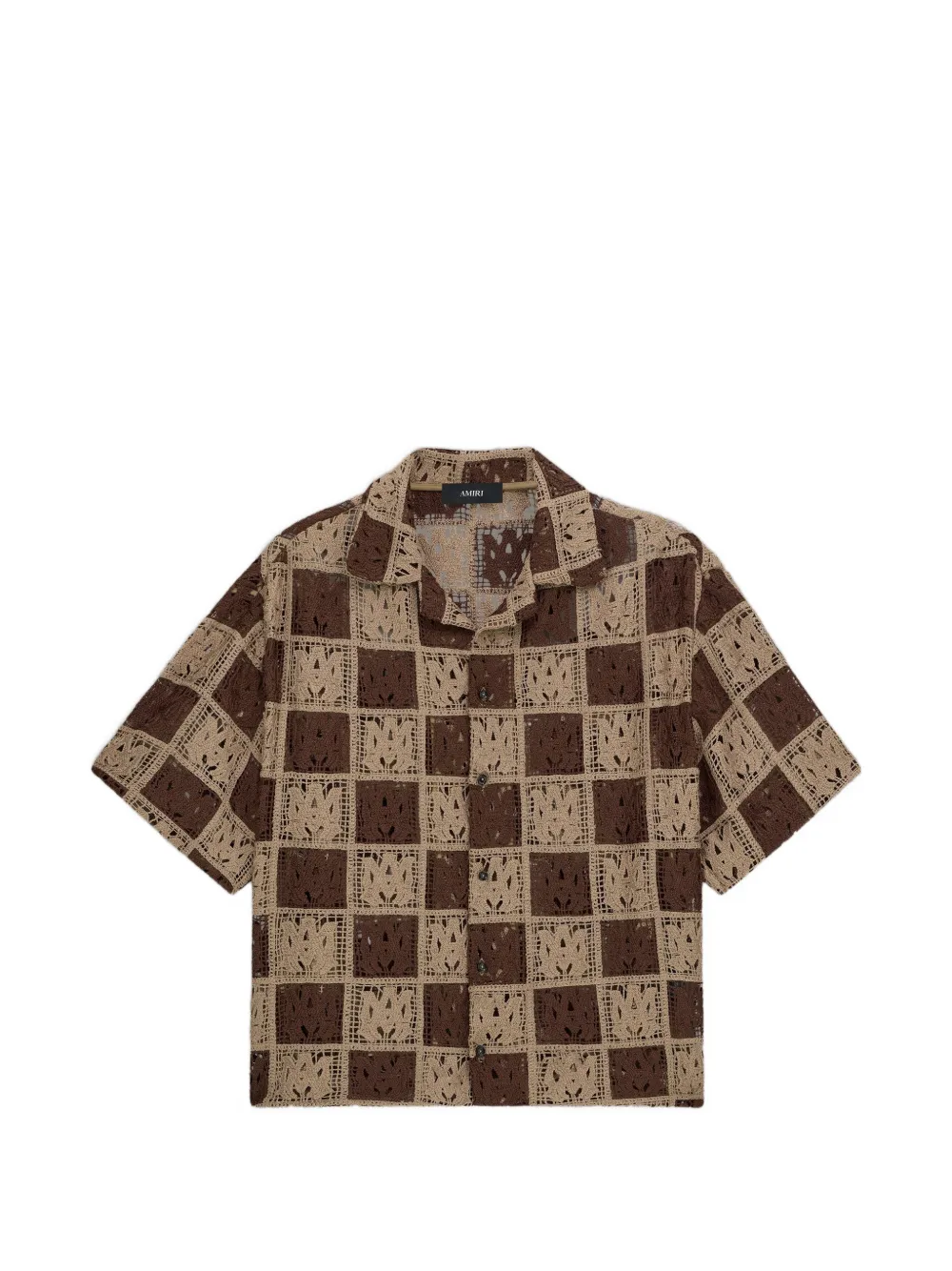 AMIRI MA checker mesh os camp shirt - Brown