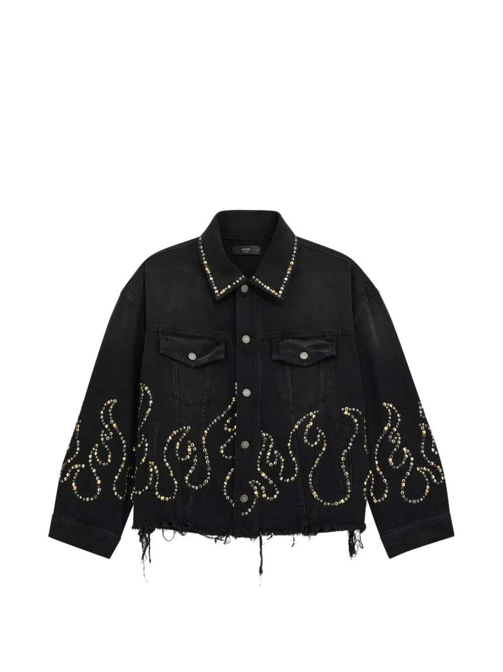 AMIRI Flames Trucker Jacke mit Nieten - Schwarz