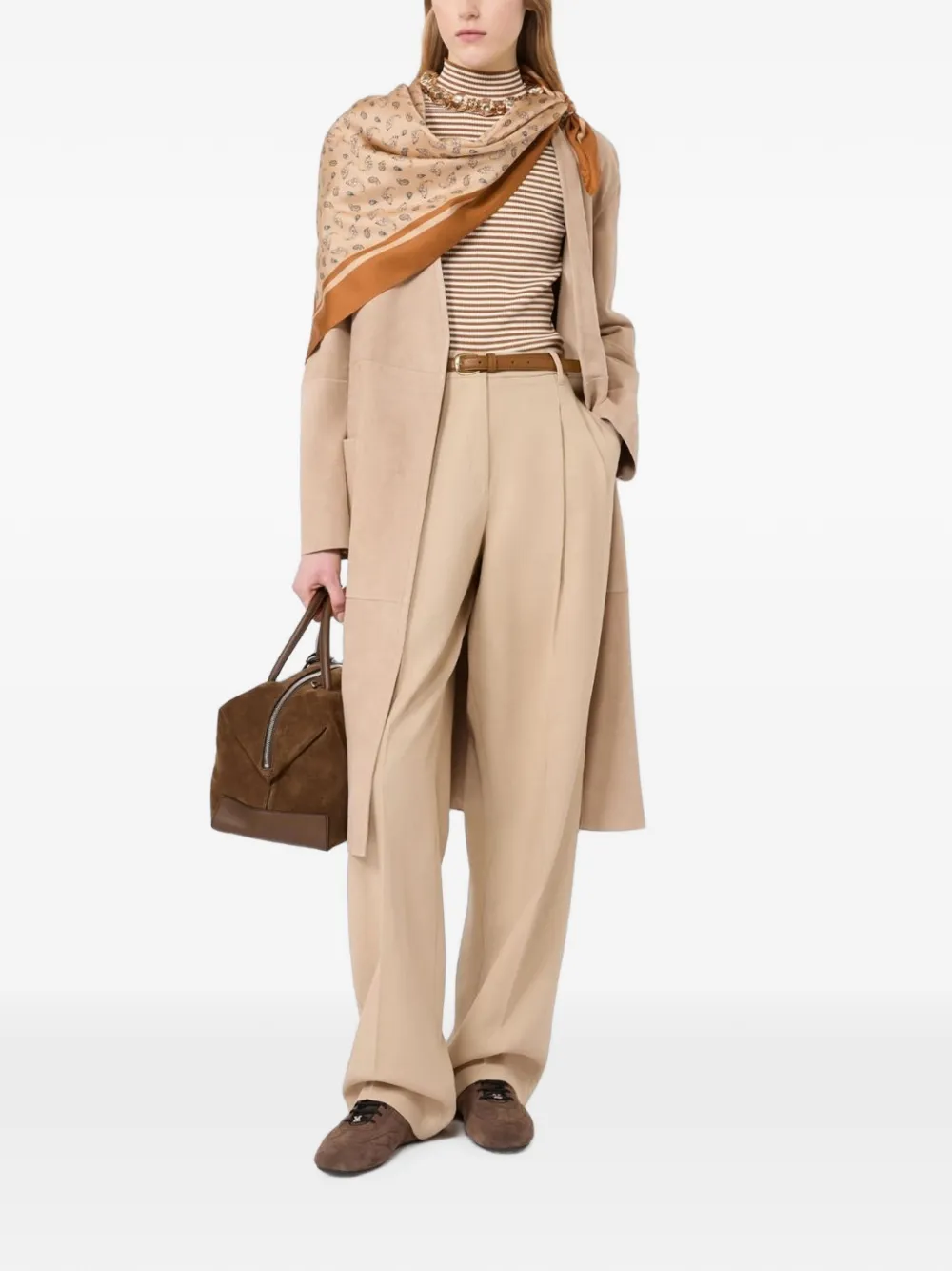 Max Mara Mouwloze viscose crêpe trui met polokraag Beige