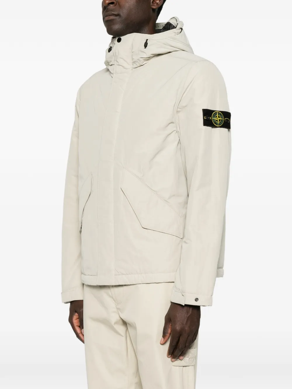 Stone Island Jack met capuchon en logopatch Grijs