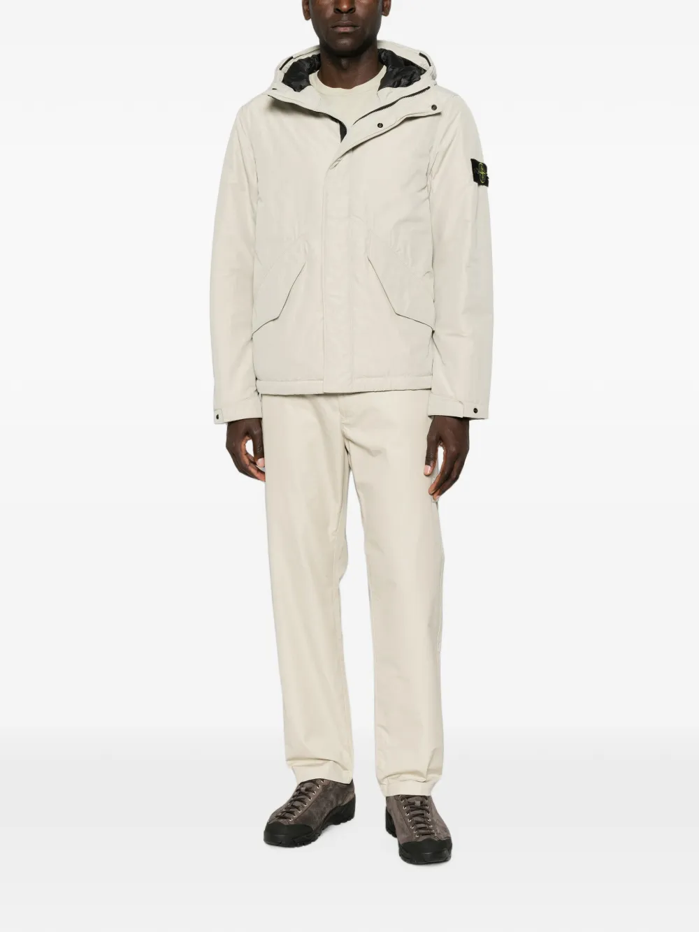 Stone Island Jack met capuchon en logopatch Grijs