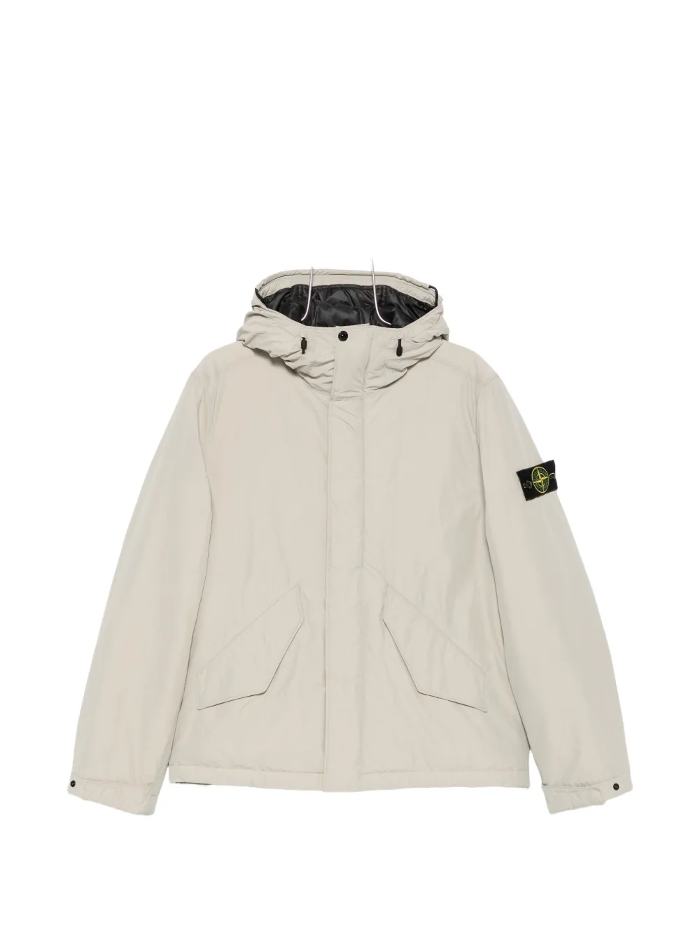 Stone Island logo-patch hooded jacket - Grau