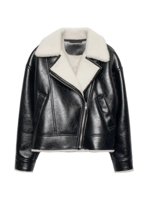 STAND STUDIO Pica faux-shearling-trim biker jacket