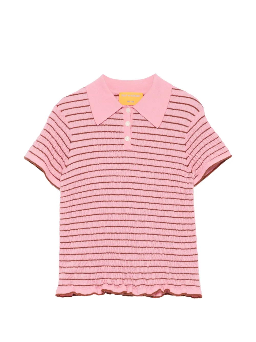 Guest In Residence smocked striped polo shirt - Rosa