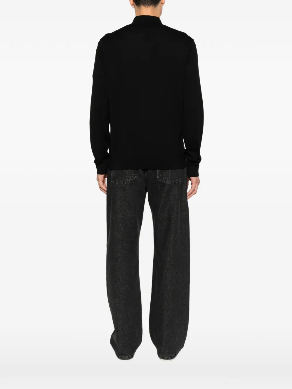 Diesel K-Vilnius poloshirt met lange mouwen en logo-patch Zwart