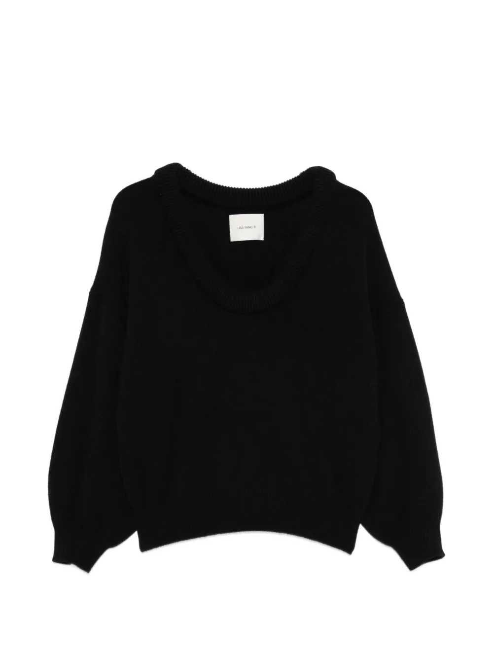 Lisa Yang Doria scoop-neck ribbed-trim sweater - Nero