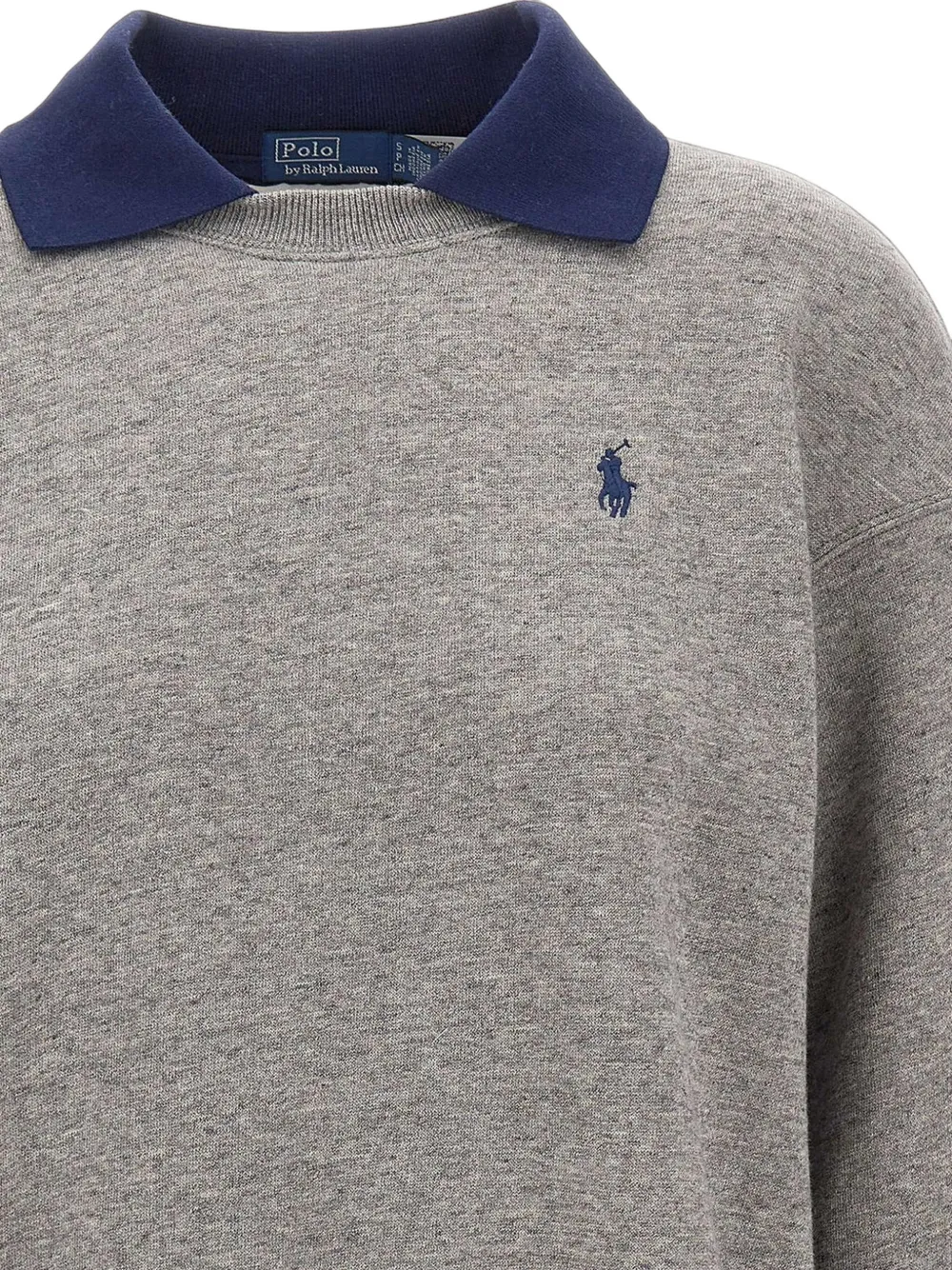 Polo Ralph Lauren Fleece sweater met ronde hals en polokraag Grijs