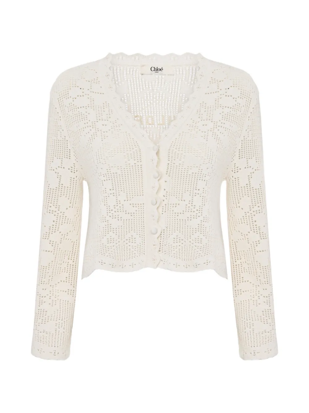 Chloé pointelle-knit cropped cardigan - Bianco