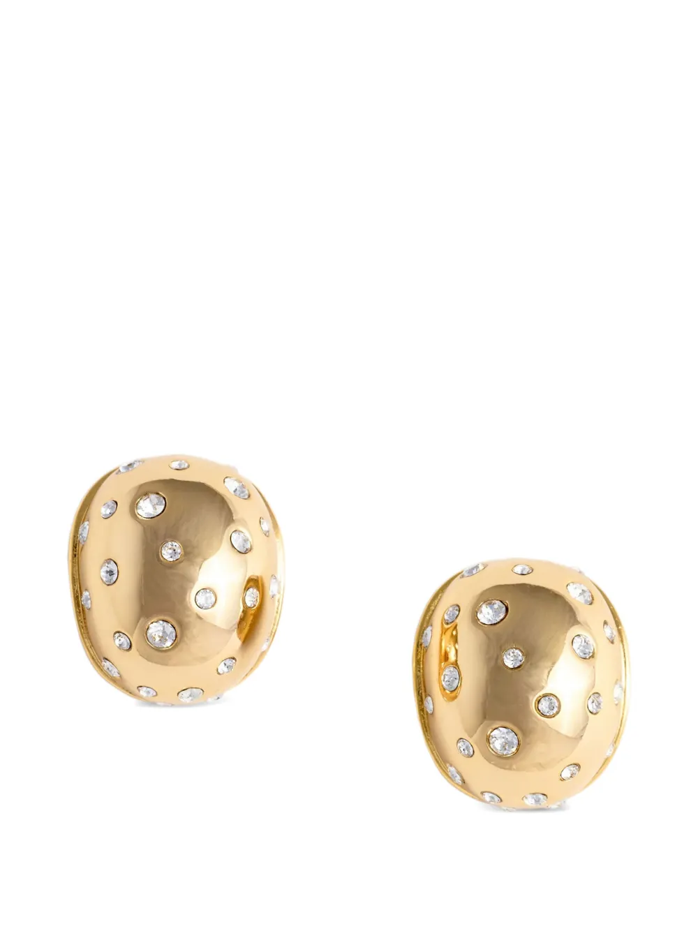 Self-Portrait crystal-embellished oval earrings - Oro