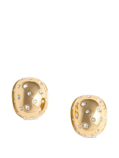Self-Portrait crystal-embellished oval earrings