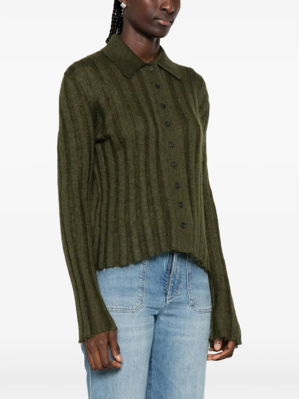 KHAITE Ribgebreid vest Groen