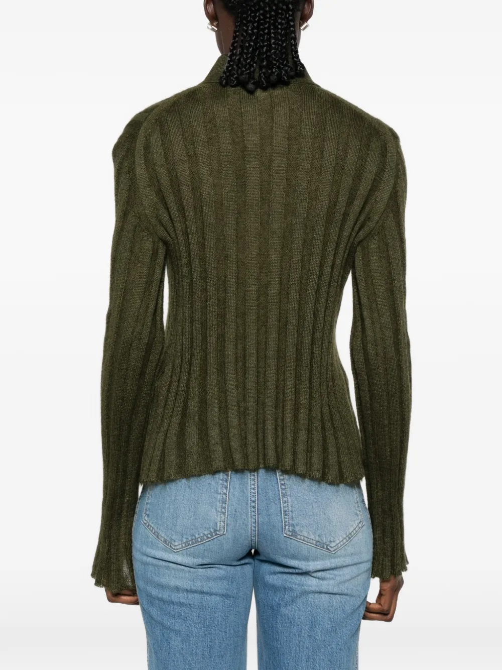 KHAITE Ribgebreid vest Groen