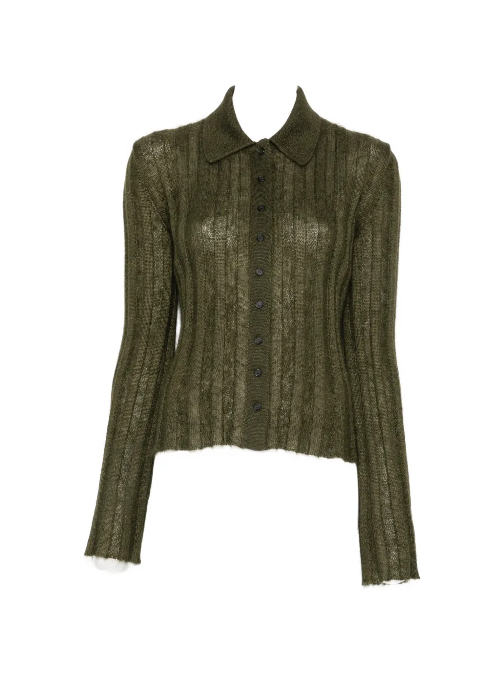 KHAITE ribbed-knit cardigan - Verde
