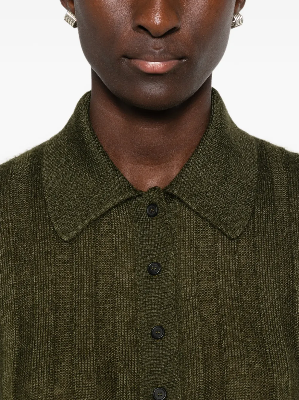 KHAITE Ribgebreid vest Groen