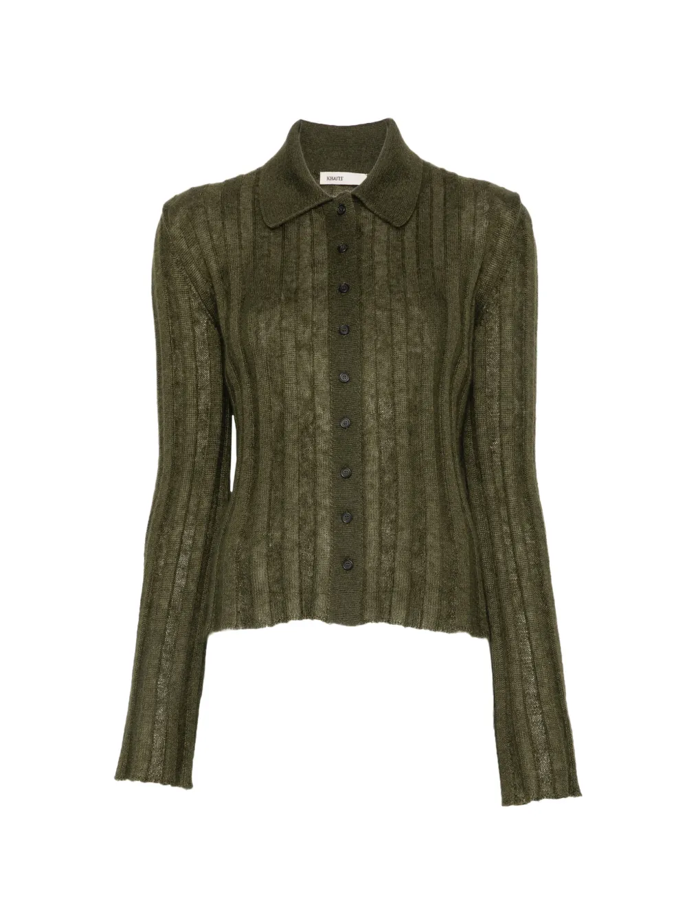 KHAITE ribbed-knit cardigan - Verde