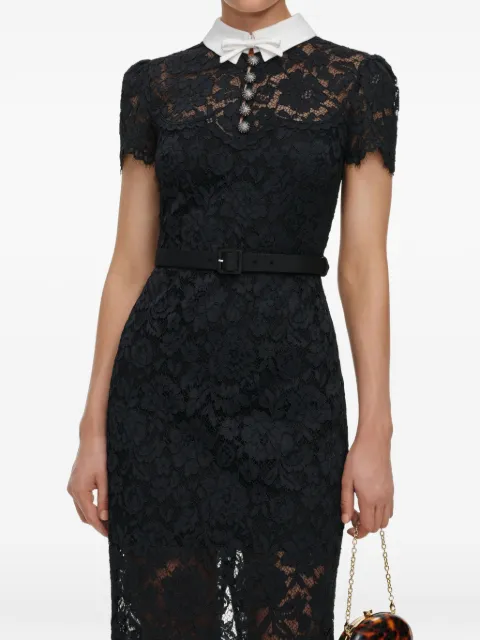 Self-Portrait black lace contrast collar midi dress