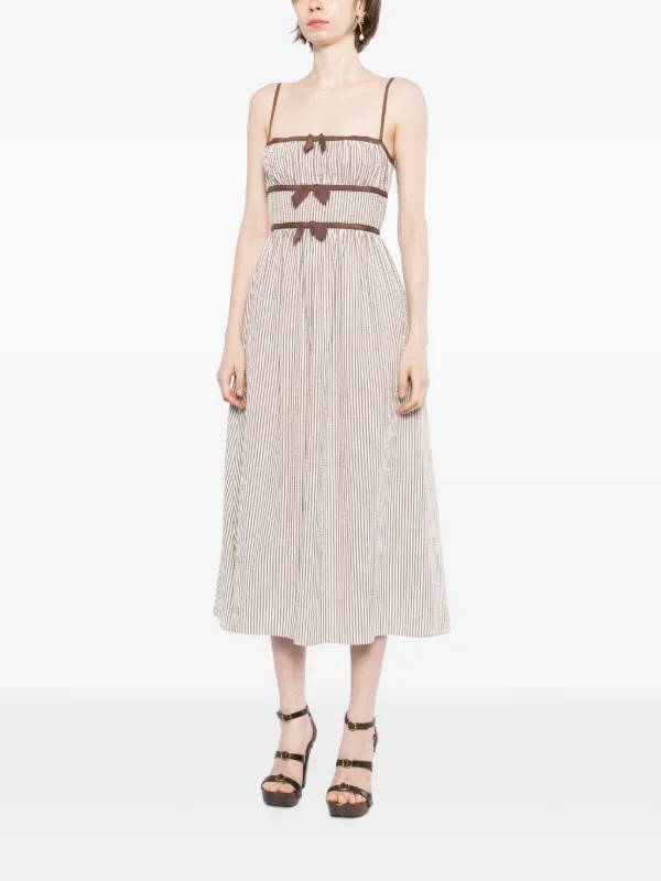 brown seersucker dress ME+EM Seersucker Midi Shirt Dress + Belt Cinnamon Brown - Women's - Cotton Seersucker