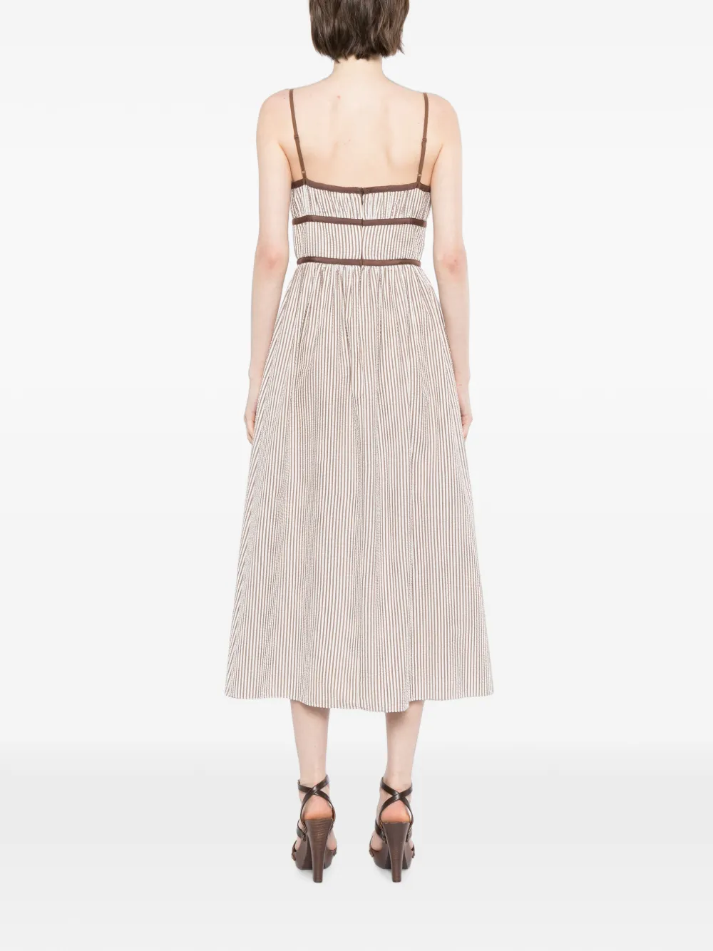Cynthia Rowley Clara seersucker jurk Bruin