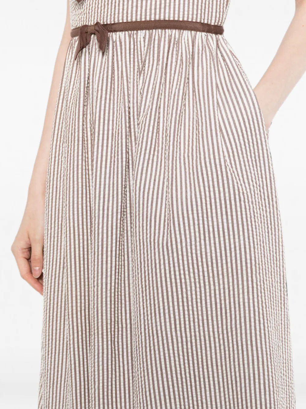 Cynthia Rowley Clara seersucker jurk Bruin