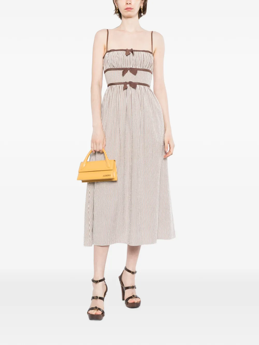 Cynthia Rowley Clara seersucker jurk Bruin