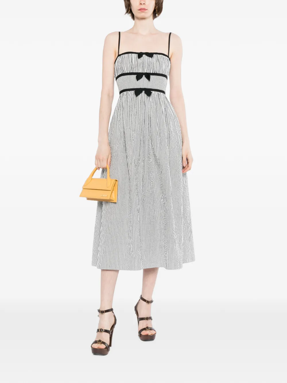 Cynthia Rowley Clara seersucker jurk Zwart
