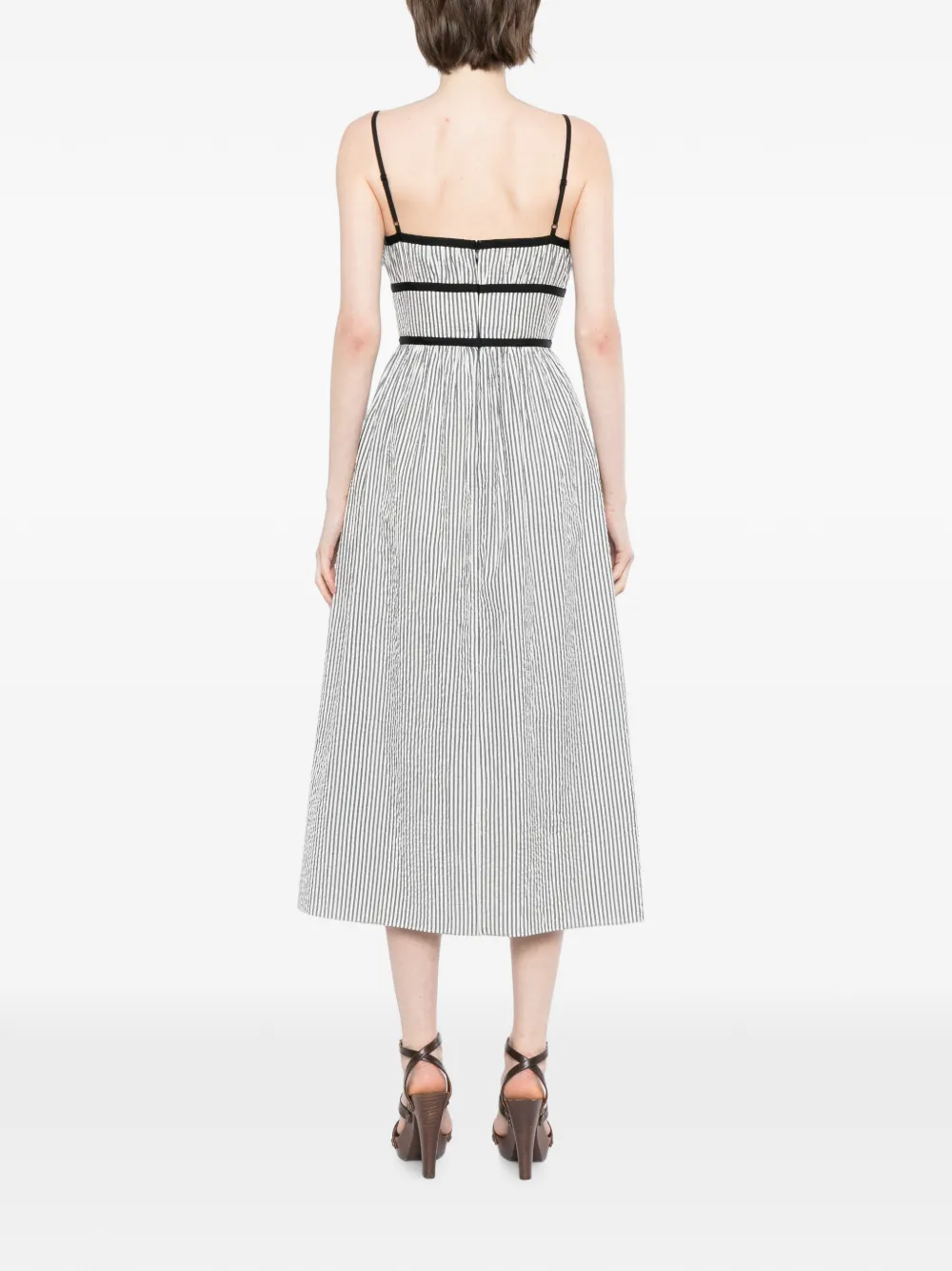 Cynthia Rowley Clara seersucker jurk Zwart
