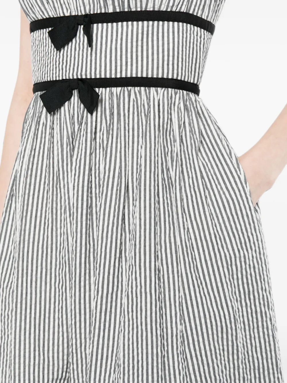 Cynthia Rowley Clara seersucker jurk Zwart