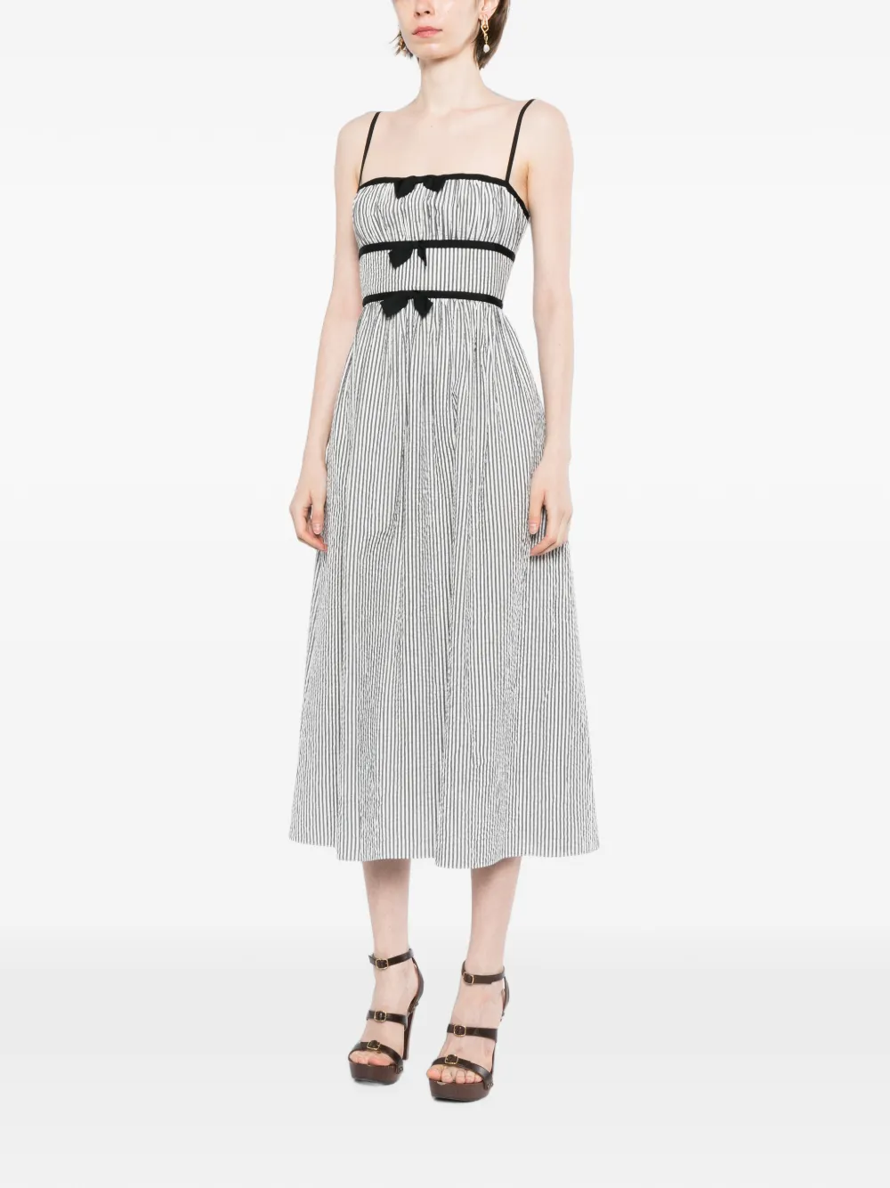 Cynthia Rowley Clara seersucker jurk Zwart