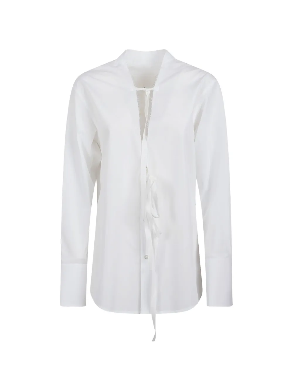 Maison Margiela lace-up frayed-edge shirt - White