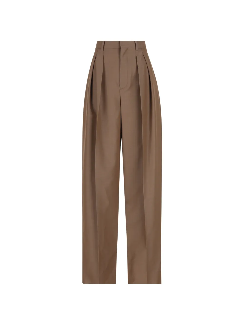 Saint Laurent pleated wool-blend trousers - Braun