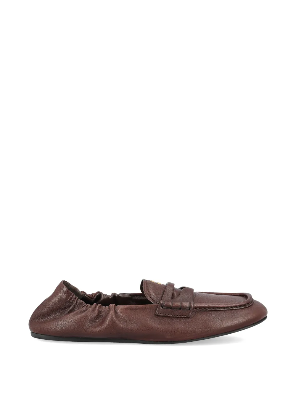 Miu Miu ruffled leather loafers - Braun