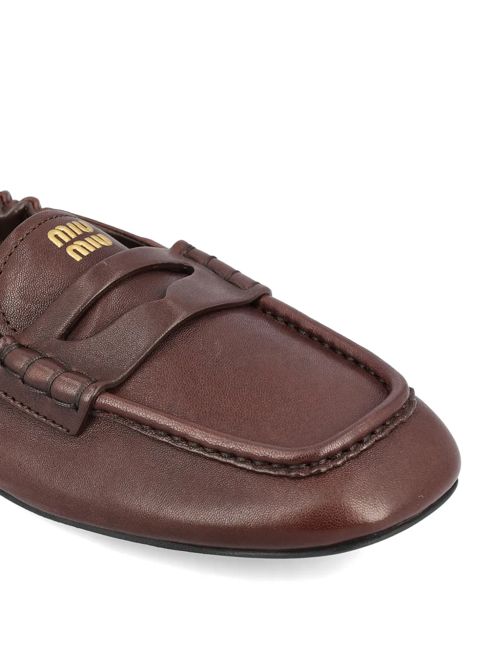 Miu ruffled leather loafers Bruin
