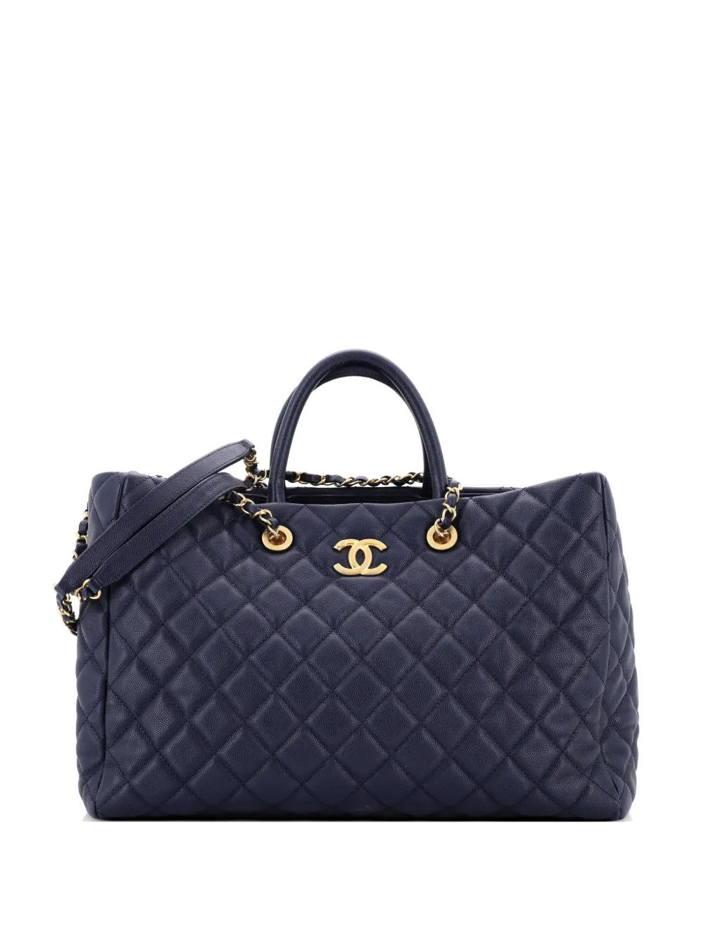 CHANEL Pre-Owned Coco Handle Shopping Quilted Caviar Large tote bag - Blu