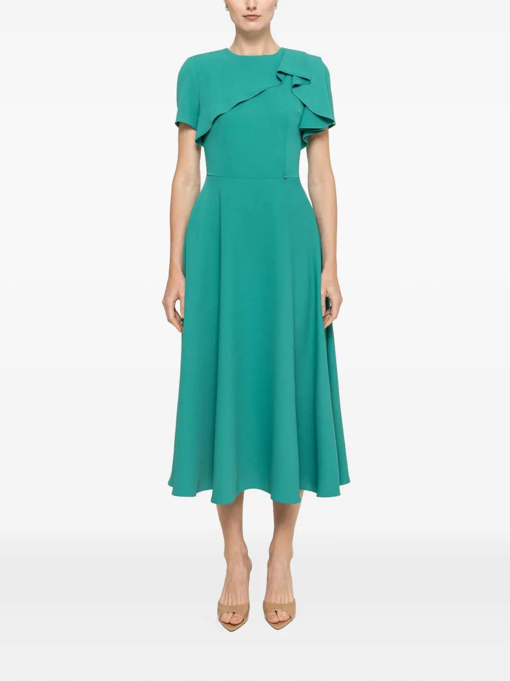 NISSA ruffled A-line midi dress - Verde
