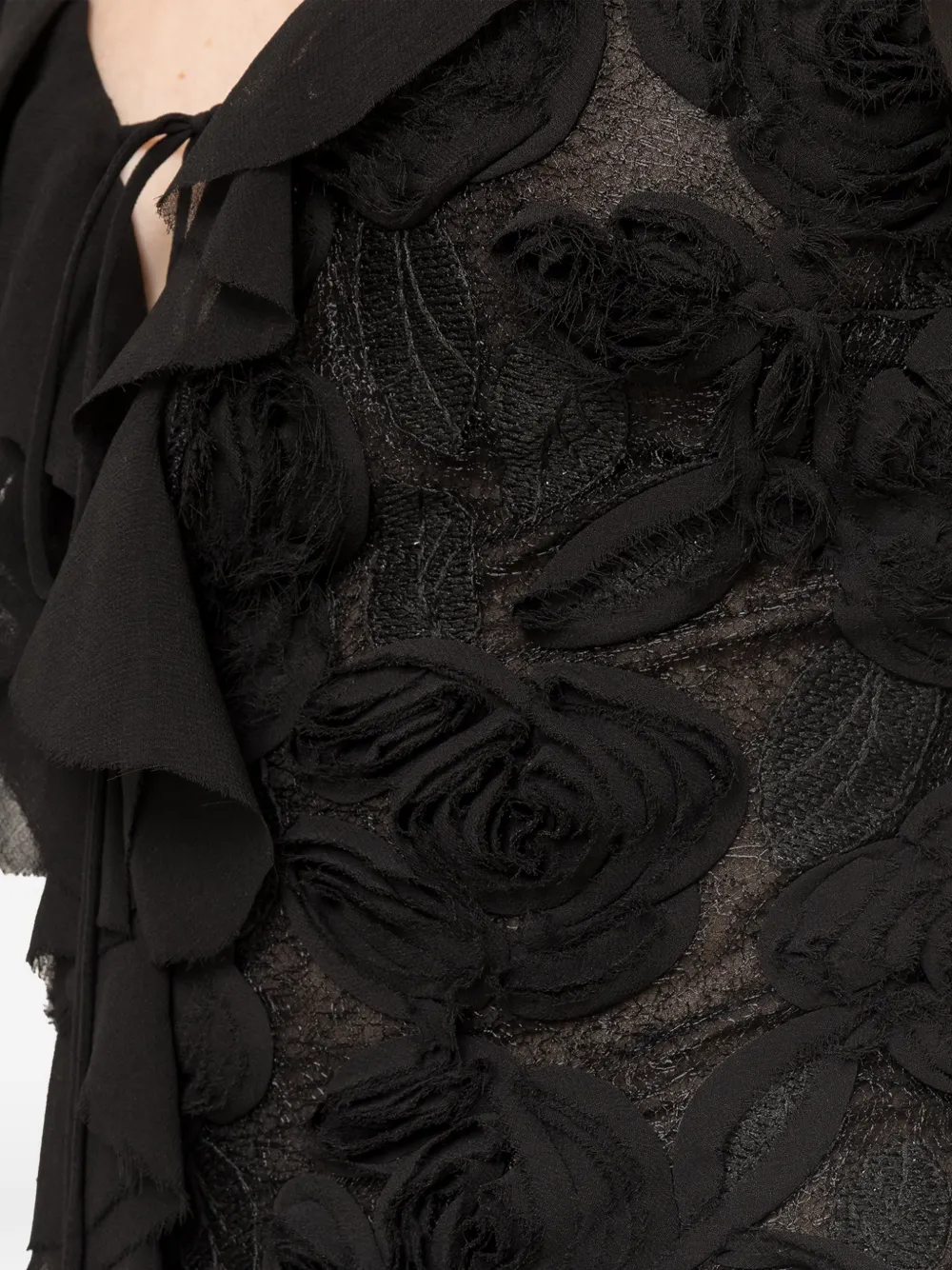 NISSA Maxi-jurk met geborduurde bloemen Zwart