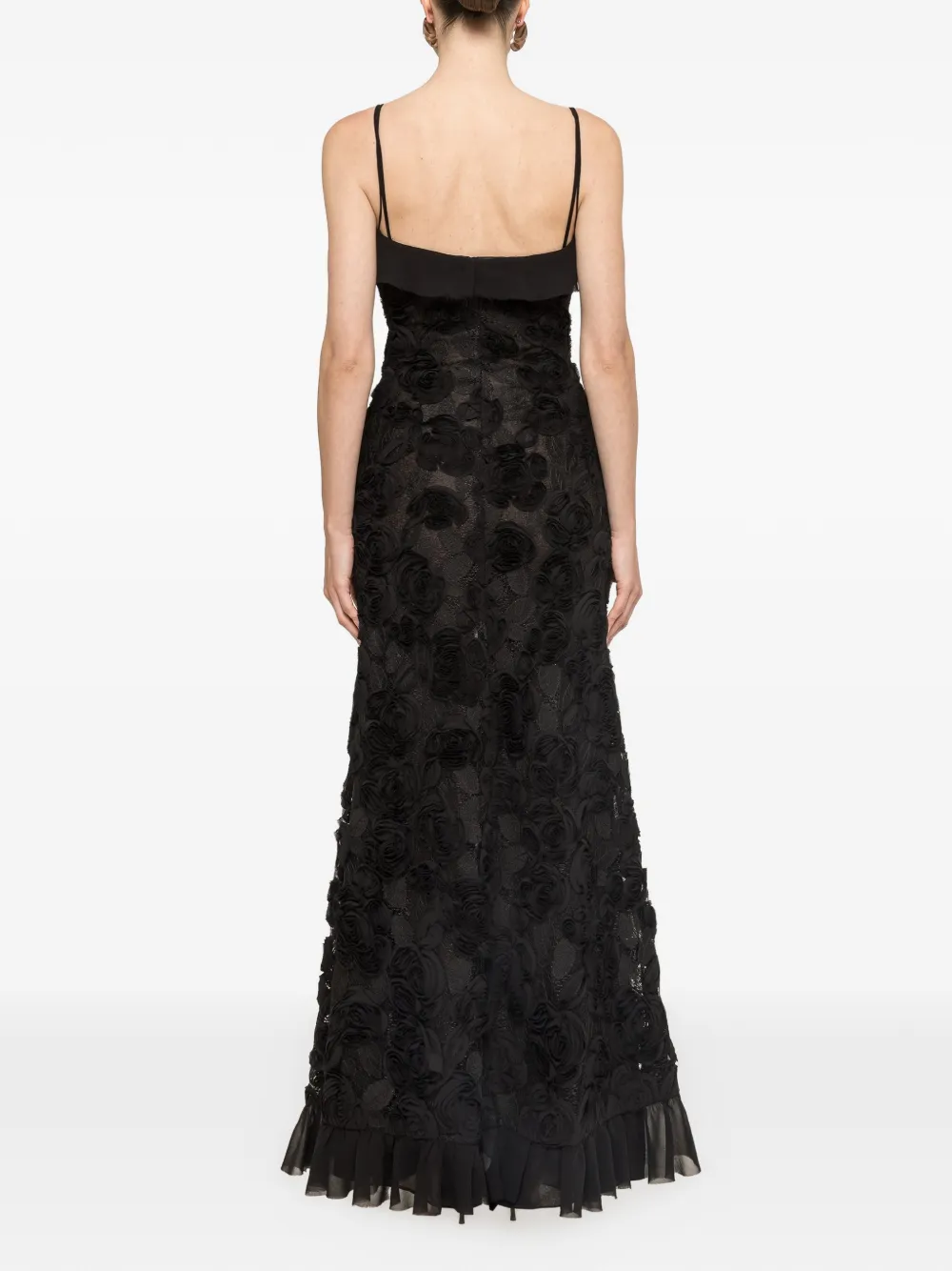 NISSA Maxi-jurk met geborduurde bloemen Zwart