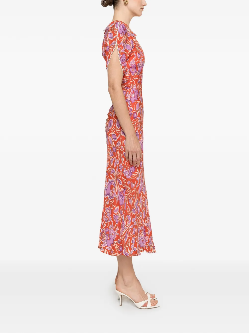 NISSA Midi-jurk met Peter Pan kraag Rood