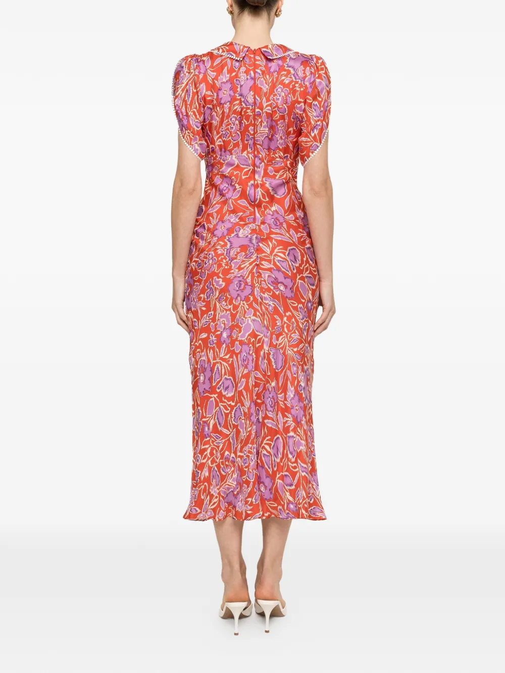 NISSA Midi-jurk met Peter Pan kraag Rood