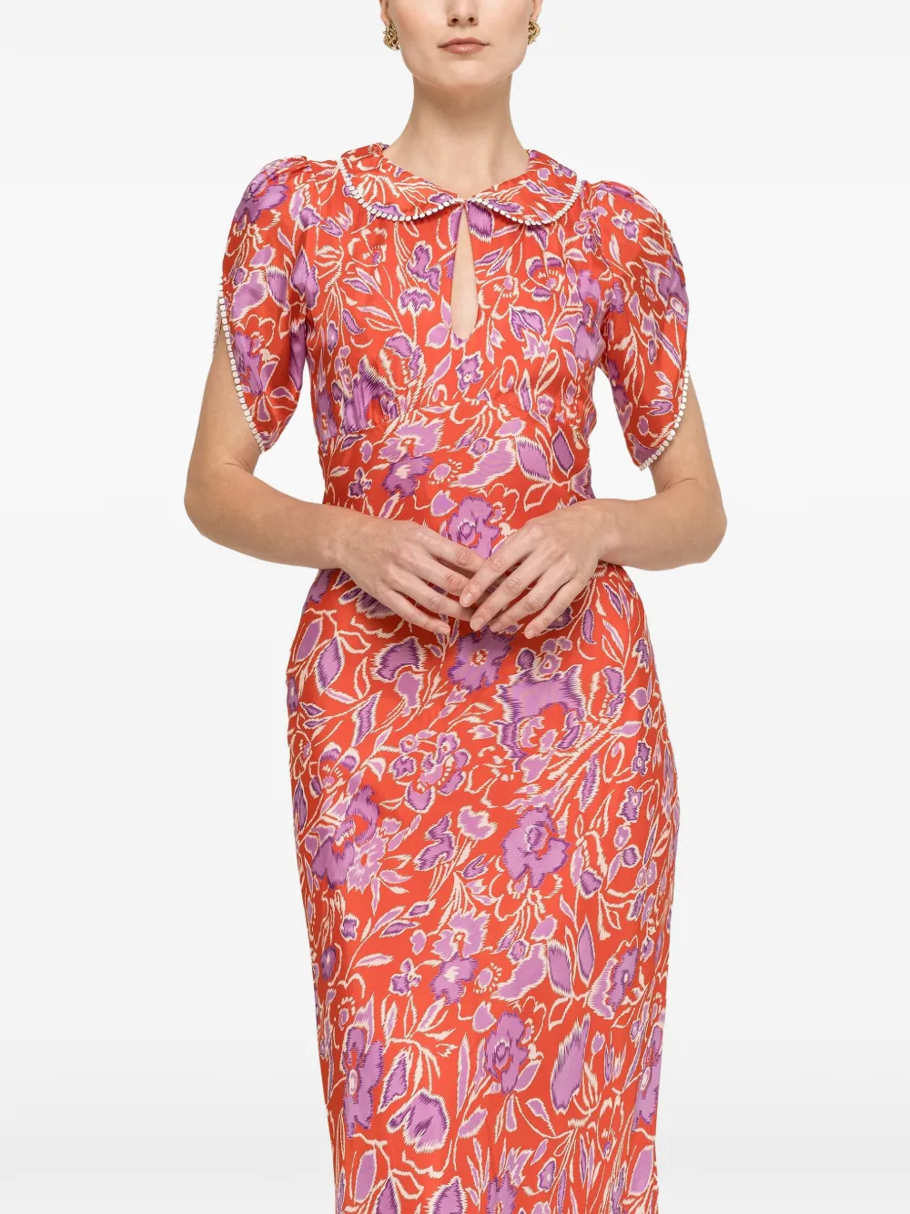 NISSA Midi-jurk met Peter Pan kraag Rood