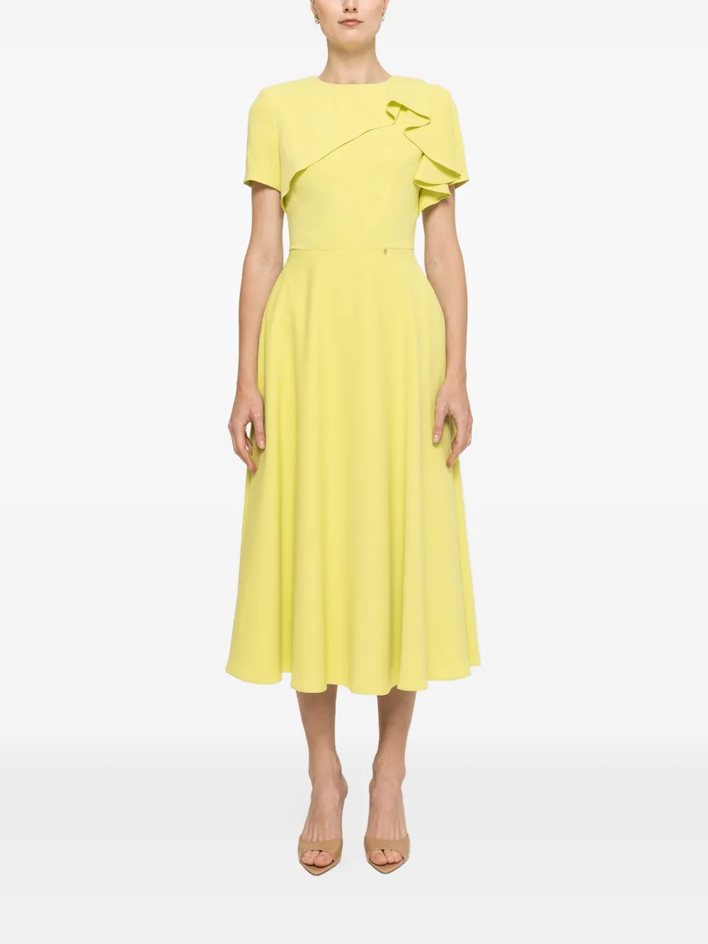NISSA ruffled A-line midi dress - Giallo