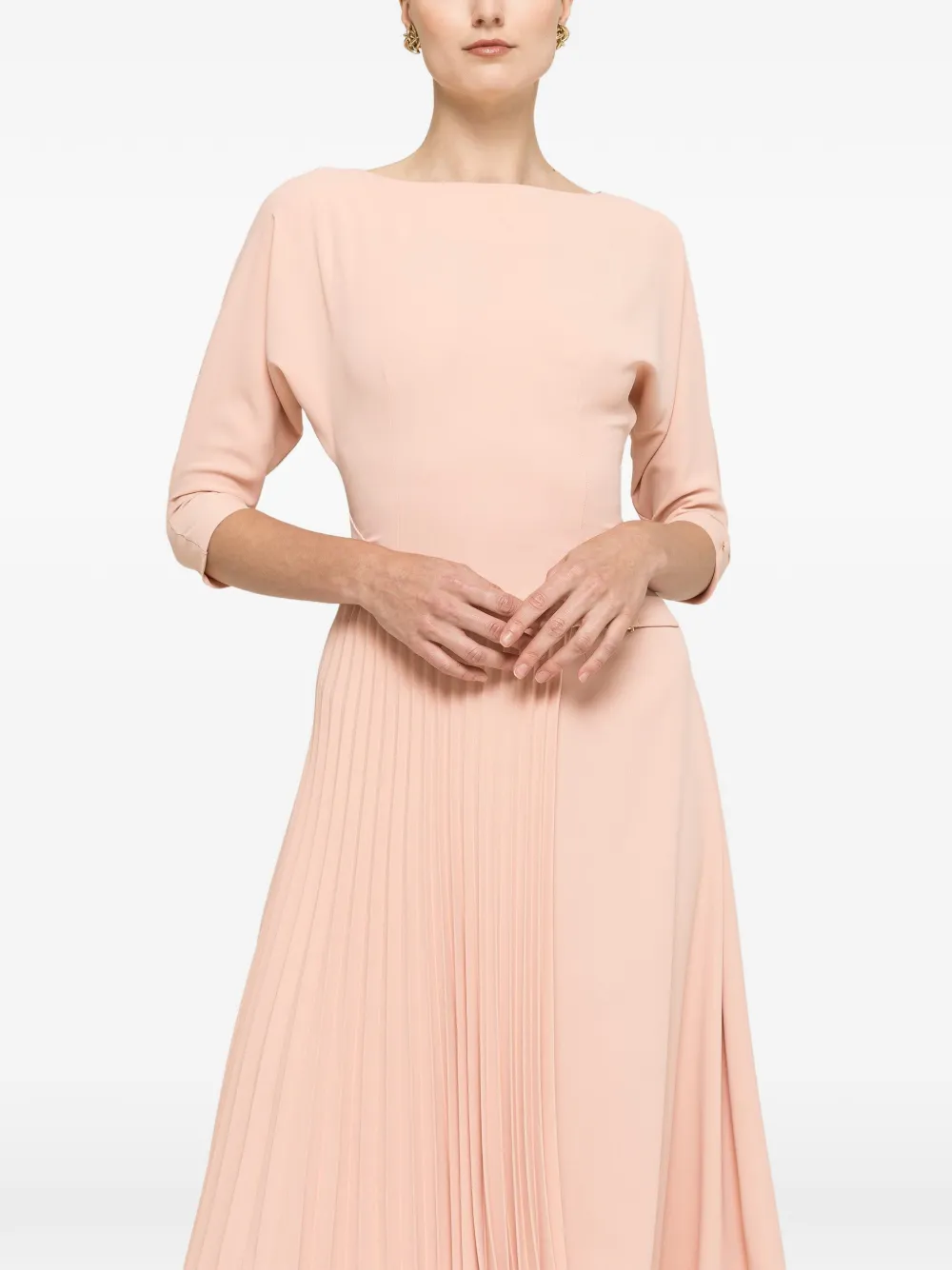 NISSA Midi-jurk met geplooid vlak en gesp in de taille Roze