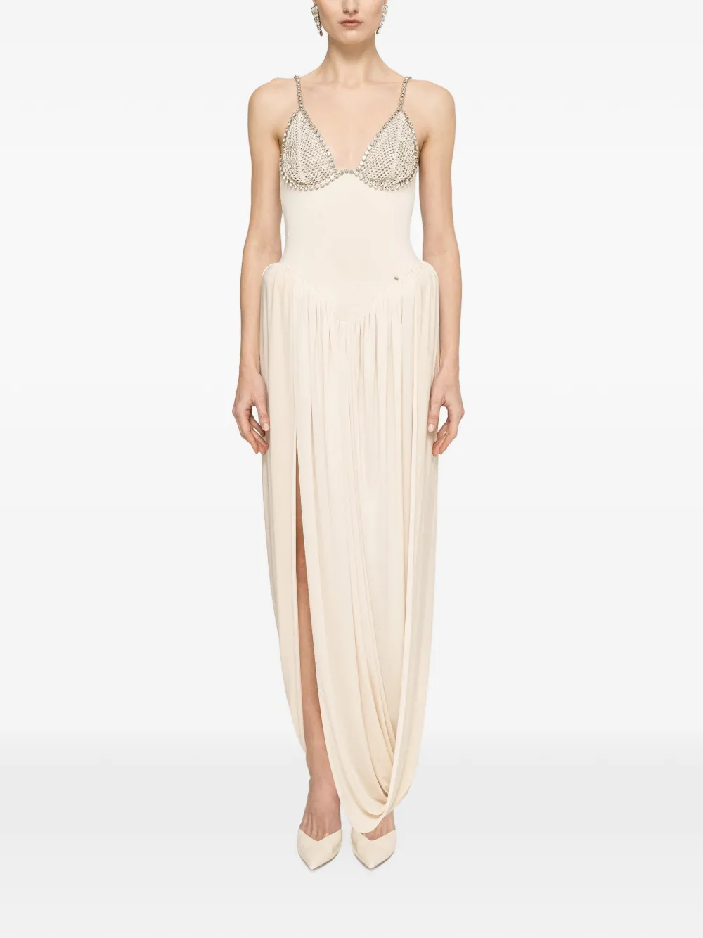 NISSA Midi-jurk met oversized heupen Beige