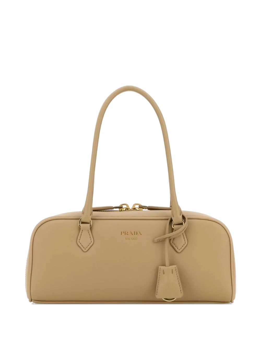 Prada medium logo-print leather tote bag - Nude