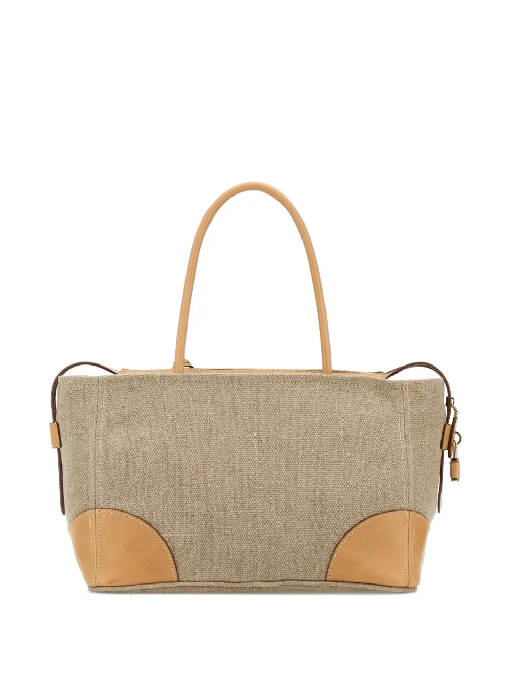 Prada Grote canvas shopper met leren afwerking Beige