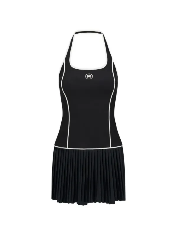 Amiri MA Pleated Mini Dress in Black