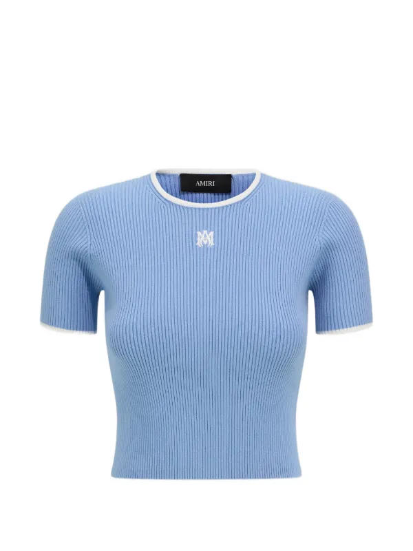 Amiri MA Rib Knit Baby T-shirt in Blue