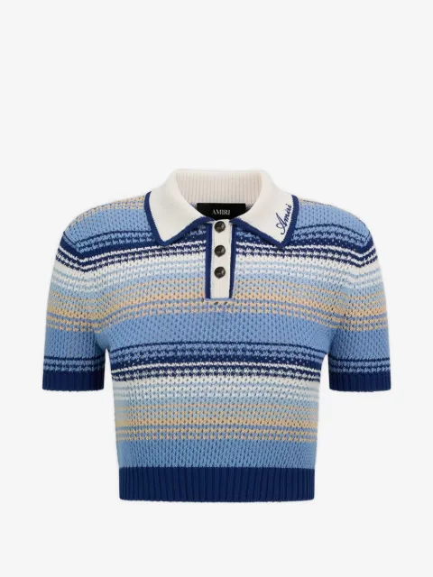 AMIRI striped-pattern crochet cropped knitted top